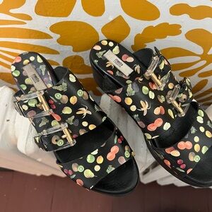 Barely worn, closet stored Miista fruit platform sandals. size 39!